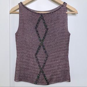 Hand Crocheted Tank Top with Beaded Detail